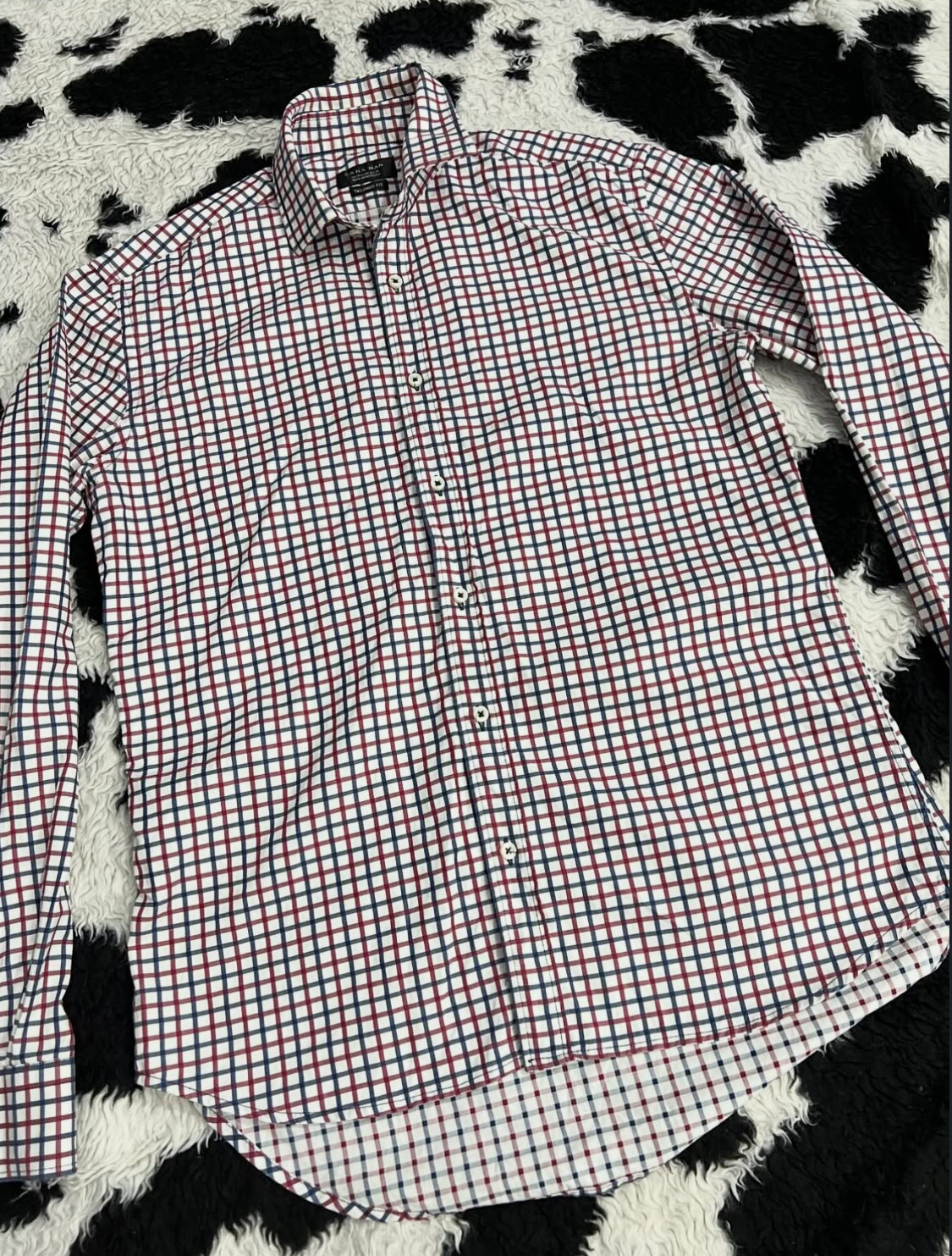 ZARA Man Tailored Fit Red & Blue Checkered Buttonup