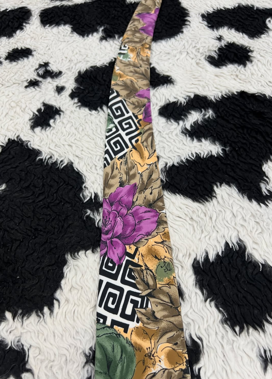 Purple Flowers Graphic Tie