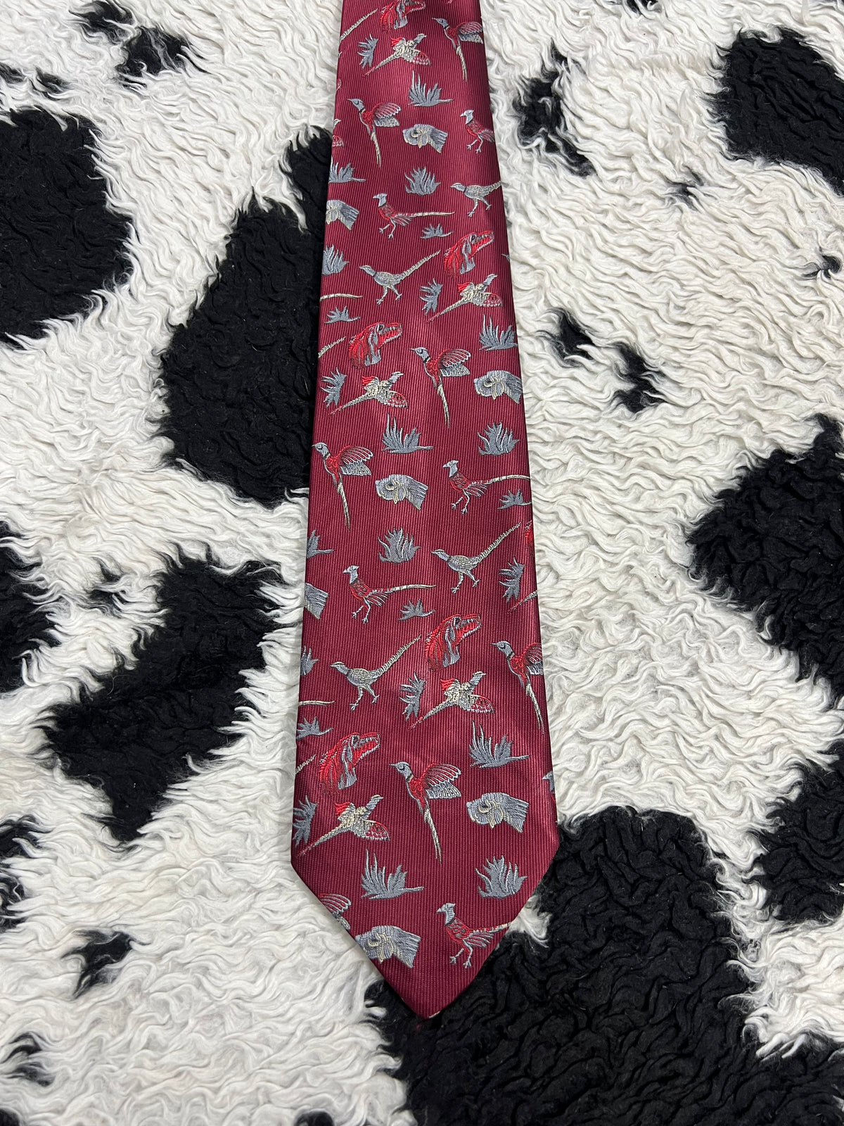 Pheasants & Dogs Embroidered Tie