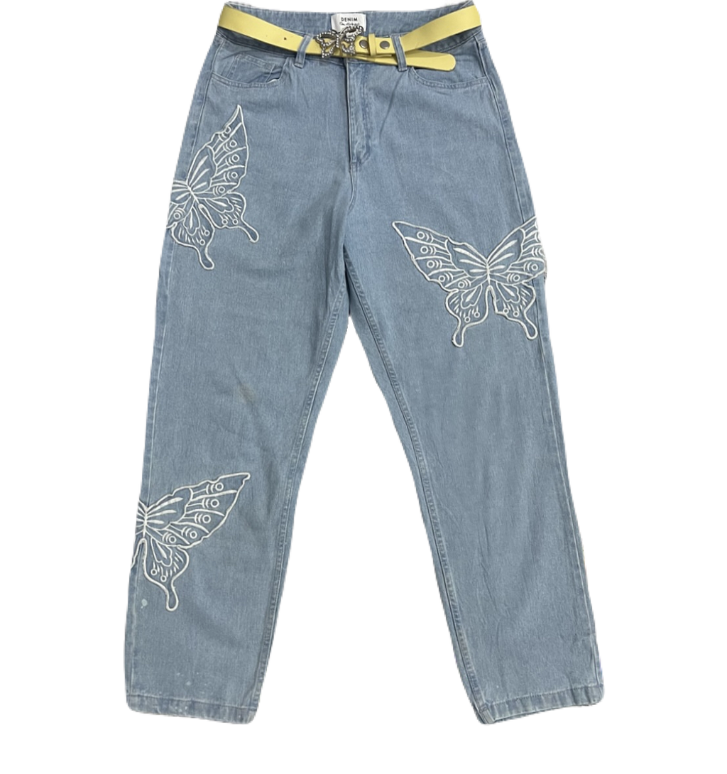 Miss Selfridge Embroidered Butterfly Denims (Waist 32)