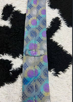 Grey Geometric Embroidered Tie