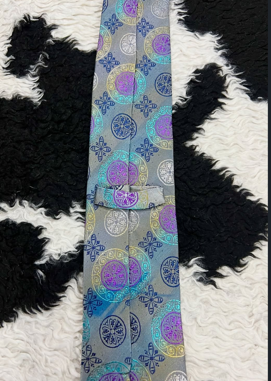 Grey Geometric Embroidered Tie