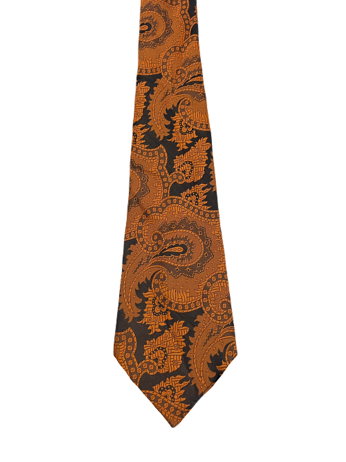 Black & Orange Paisley Embroidered Tie
