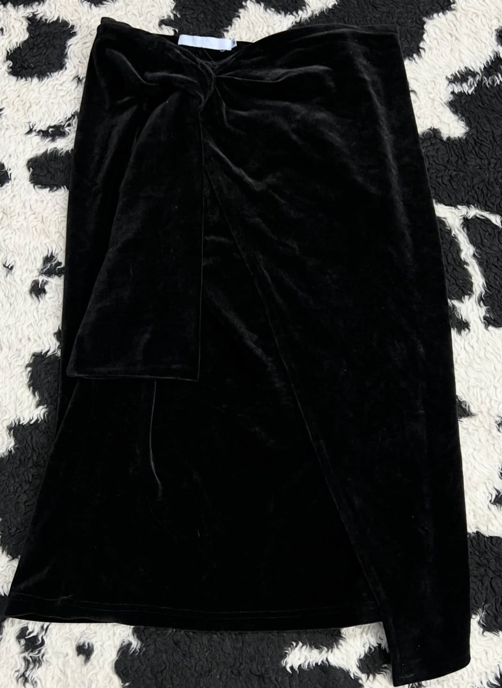 Tied Up Black Velvet Long Skirt