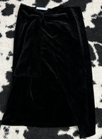 Tied Up Black Velvet Long Skirt