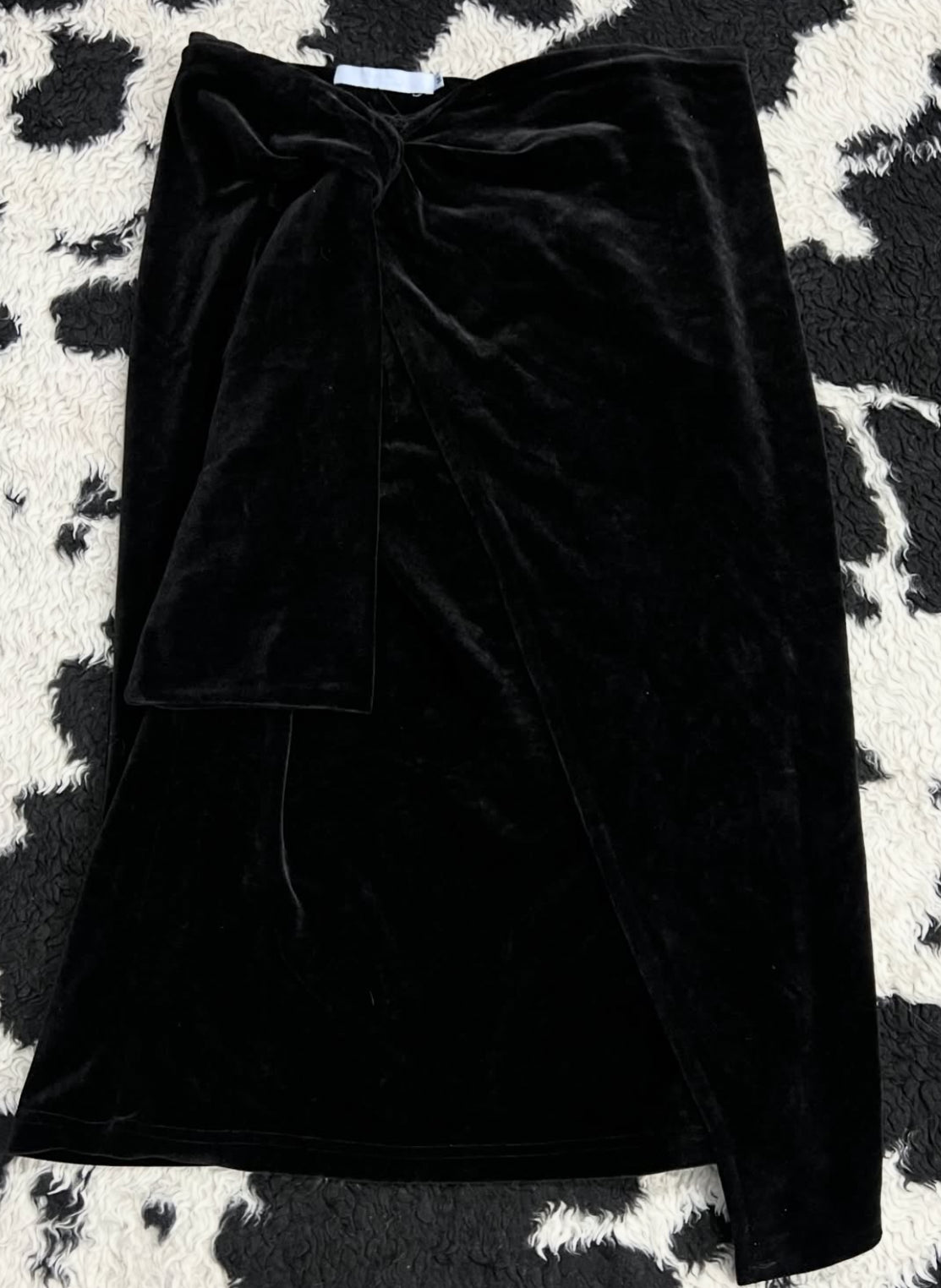 Tied Up Black Velvet Long Skirt