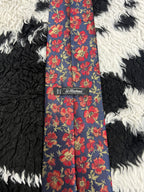 St. Micheal Blue & Red Embroidered Floral Tie