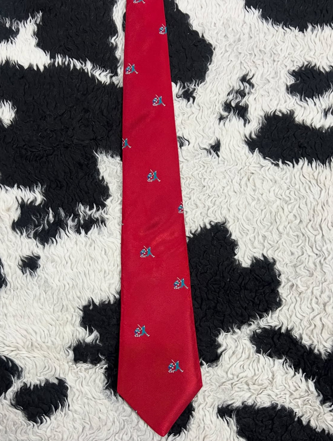 Red Embroidered Cricket Tie