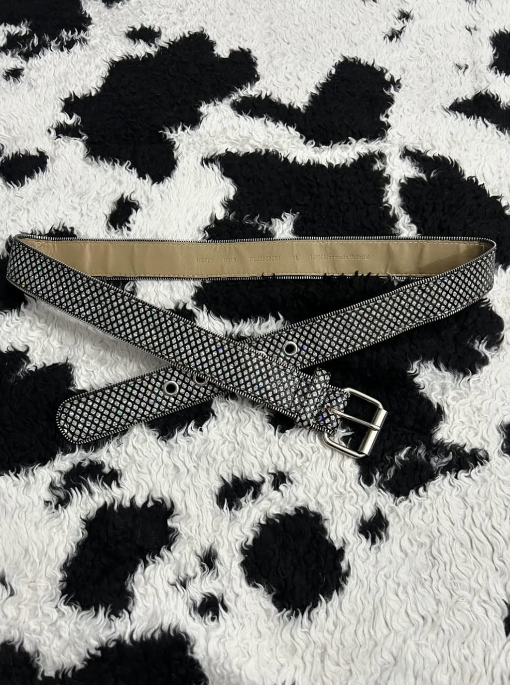 Black Zipper Glittery Belt