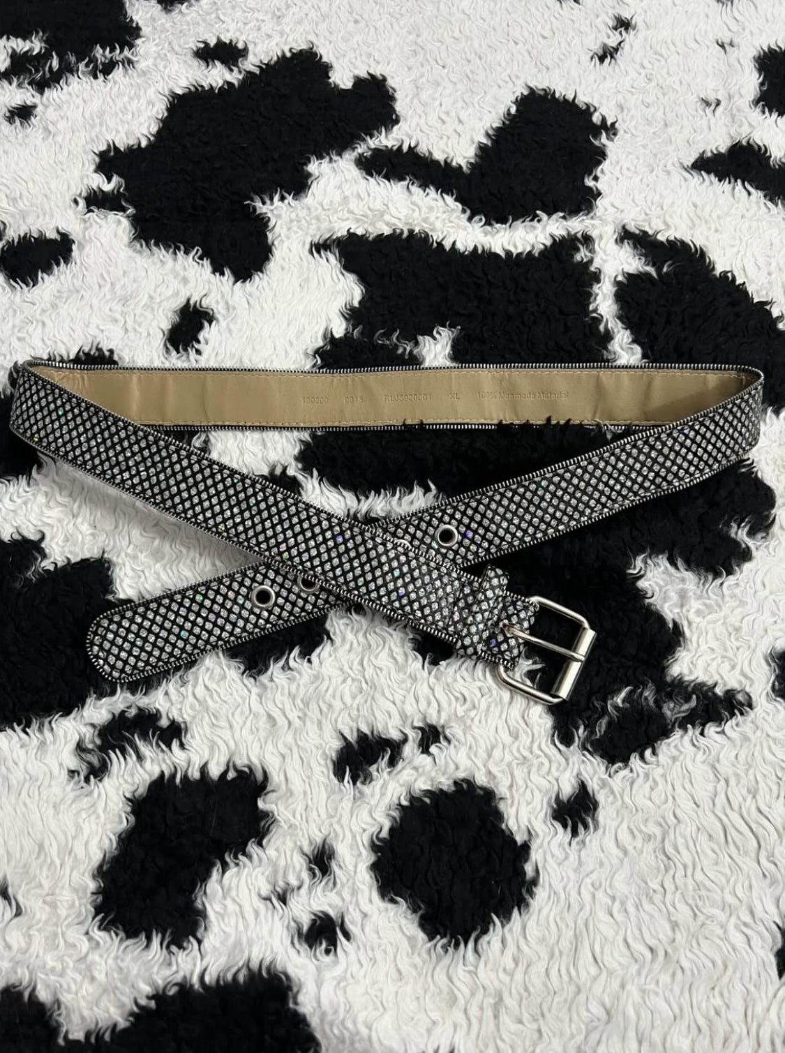 Black Zipper Glittery Belt