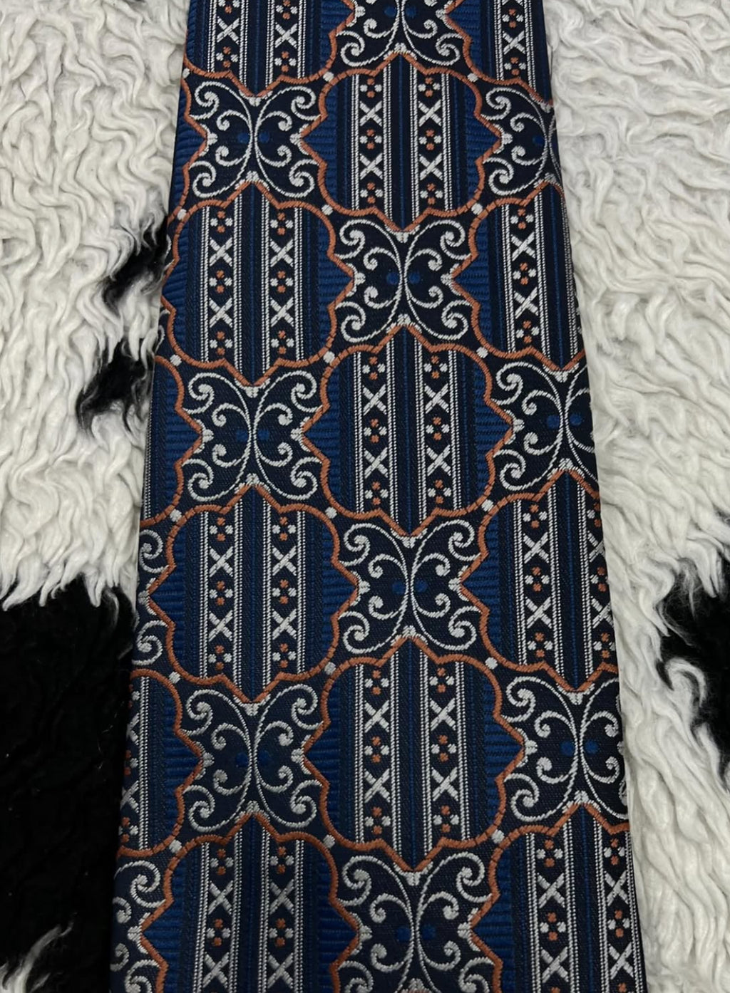 TOOTAL Blue & Orange Embroidered Tie