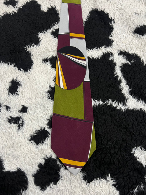 Abstract Art Plum Geometric Tie
