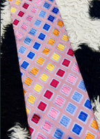 Pink Embroidered Colorful Tie