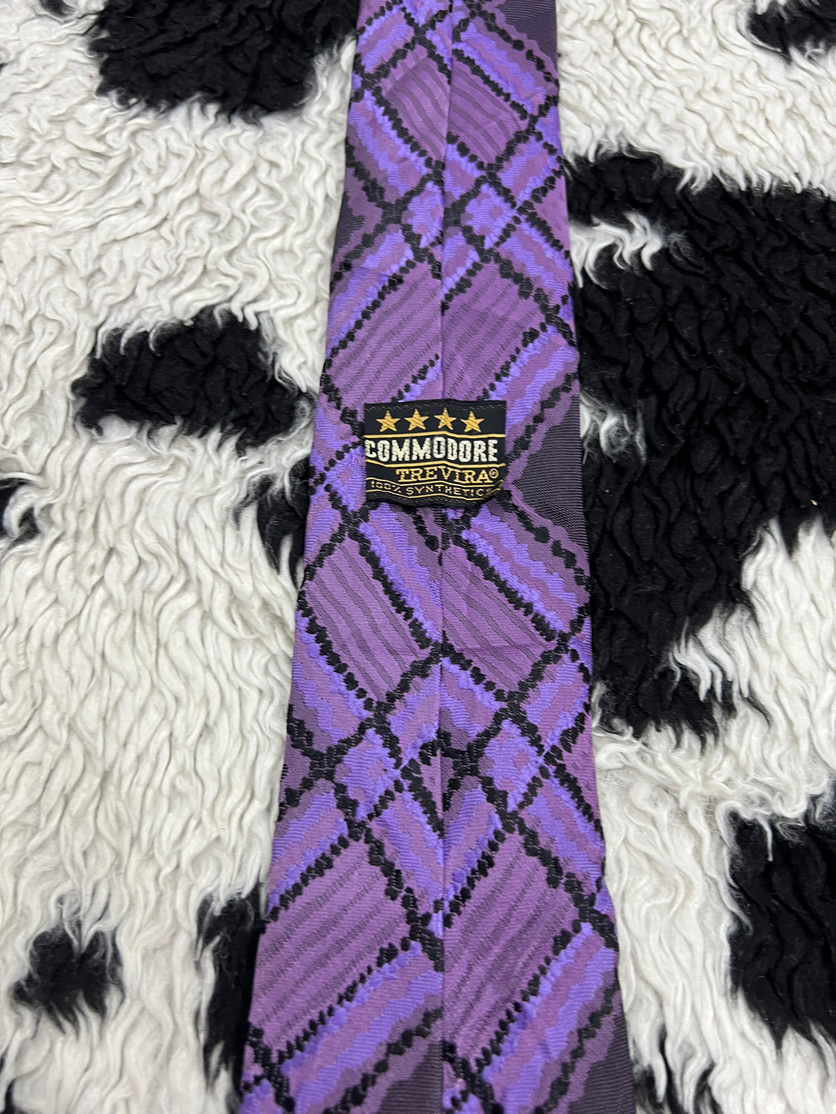 Commodore Purple Checkered Embroidered Tie