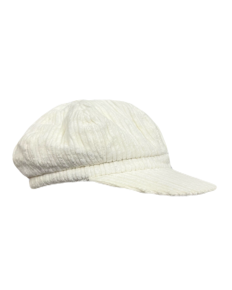 White Corduroy Messenger Cap