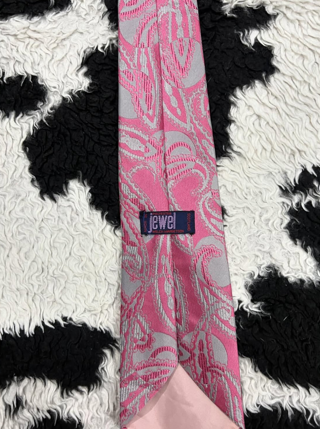 Jewel Pink & Grey Embroidered Tie