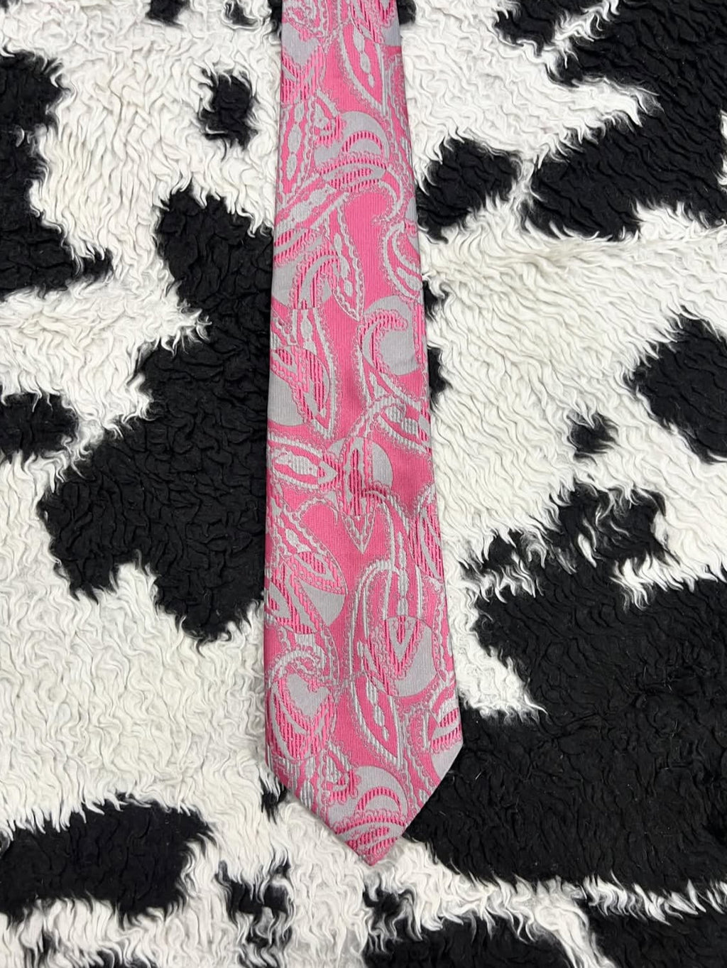Jewel Pink & Grey Embroidered Tie