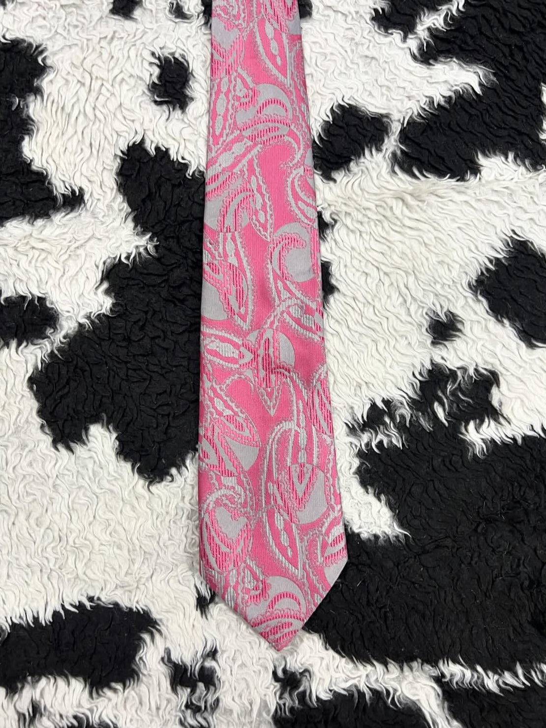 Jewel Pink & Grey Embroidered Tie