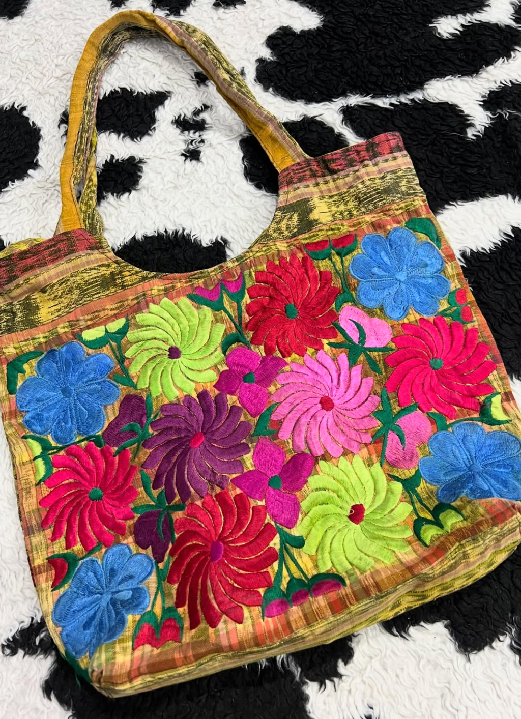 Whimsical Embroidered Floral Bag