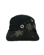 y2k Black Floral Cap