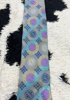 Grey Geometric Embroidered Tie