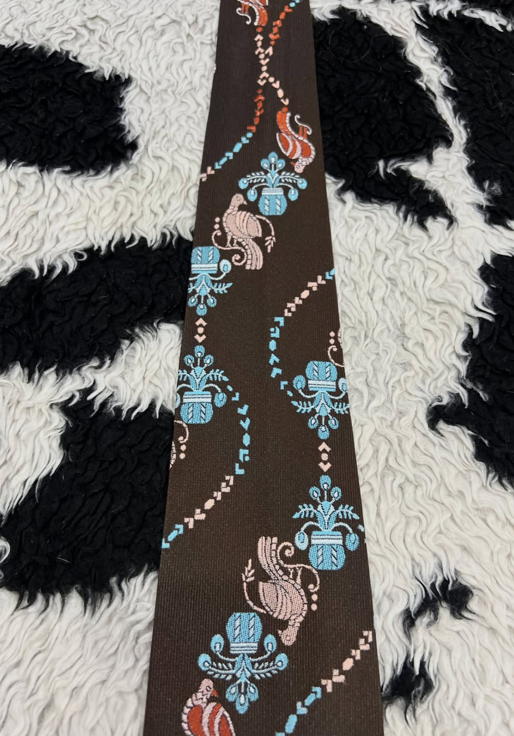 Embroidered Birds & Pots Tie