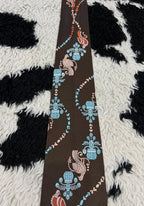 Embroidered Birds & Pots Tie