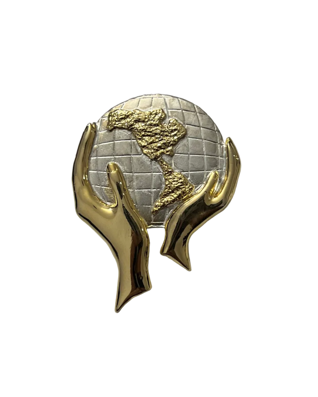 Vintage Globe in Hands Metal Pin
