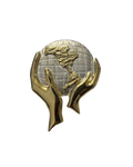Vintage Globe in Hands Metal Pin
