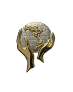 Vintage Globe in Hands Metal Pin