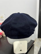 Navy Blue Embroidered Messenger Cap