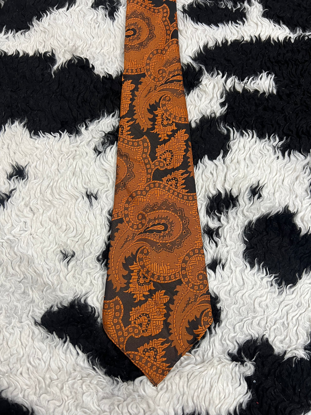 Black & Orange Paisley Embroidered Tie