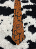 Black & Orange Paisley Embroidered Tie