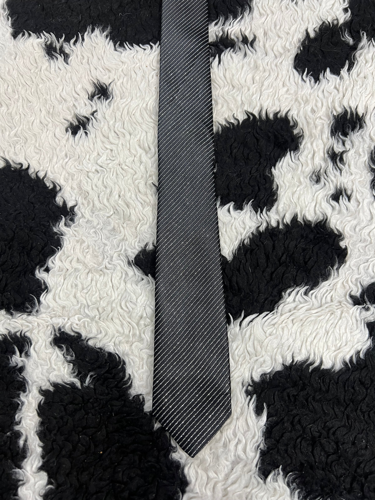 Black & Silver Lined Narrow Tie