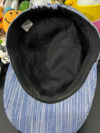 Blue & White Pleated Striped Cap