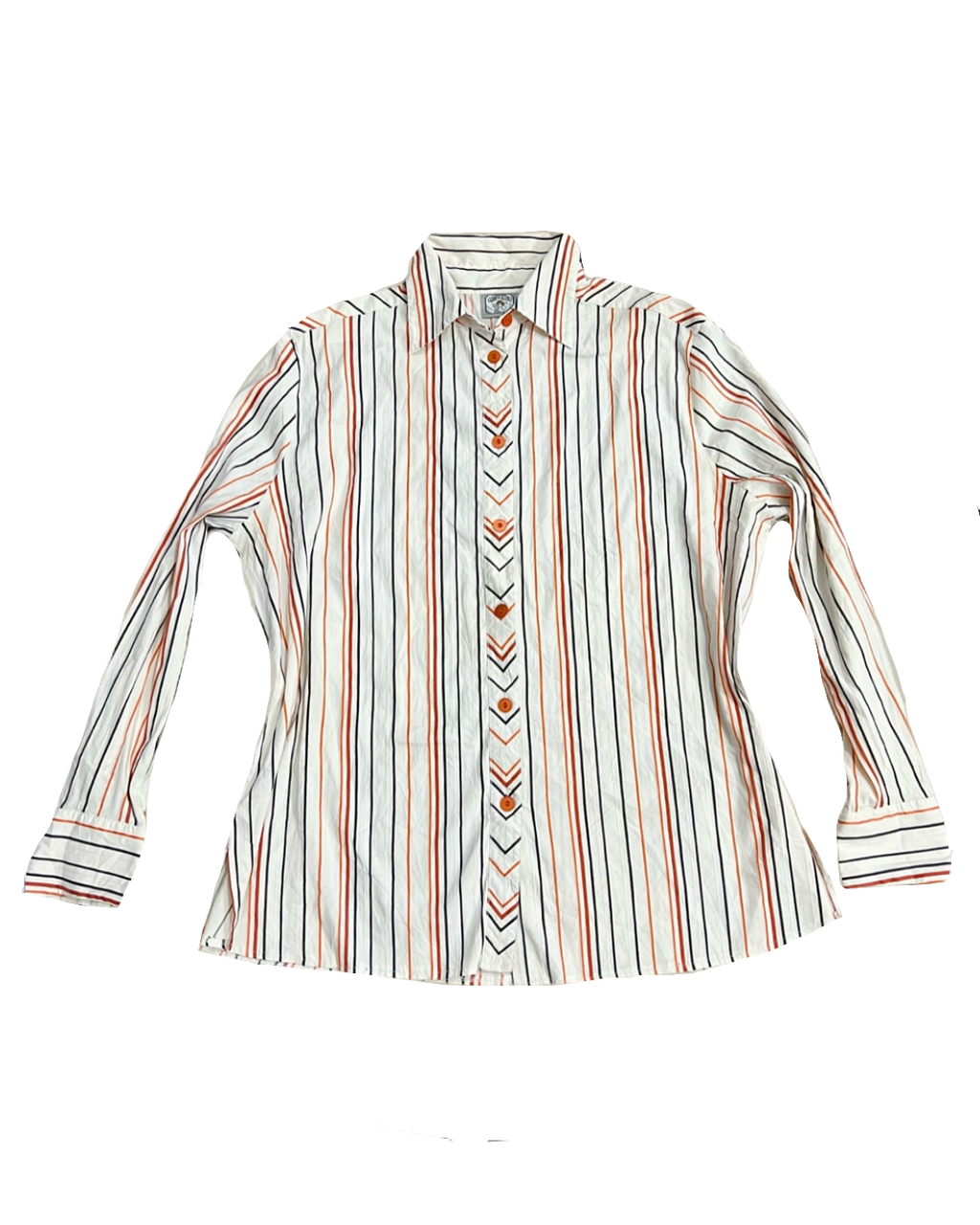 Vintage Luigi Lambertino Orange & White Striped Buttonup