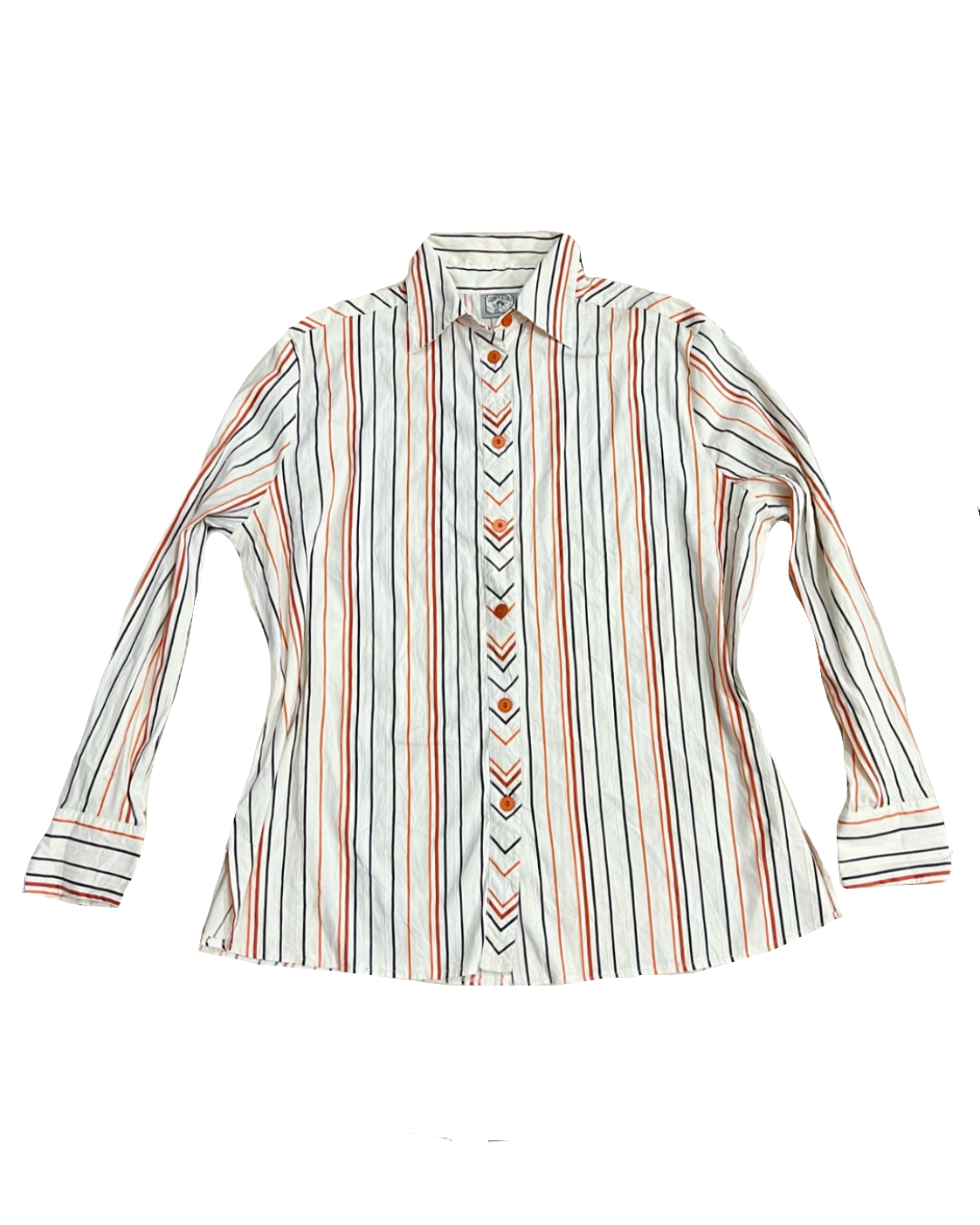 Vintage Luigi Lambertino Orange & White Striped Buttonup