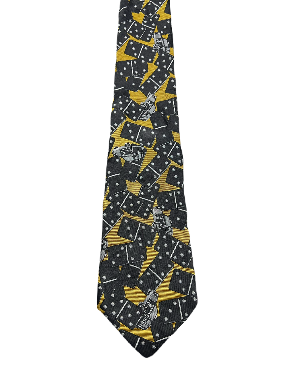 Dominoes & Cars Embroidered Tie (Tagged)