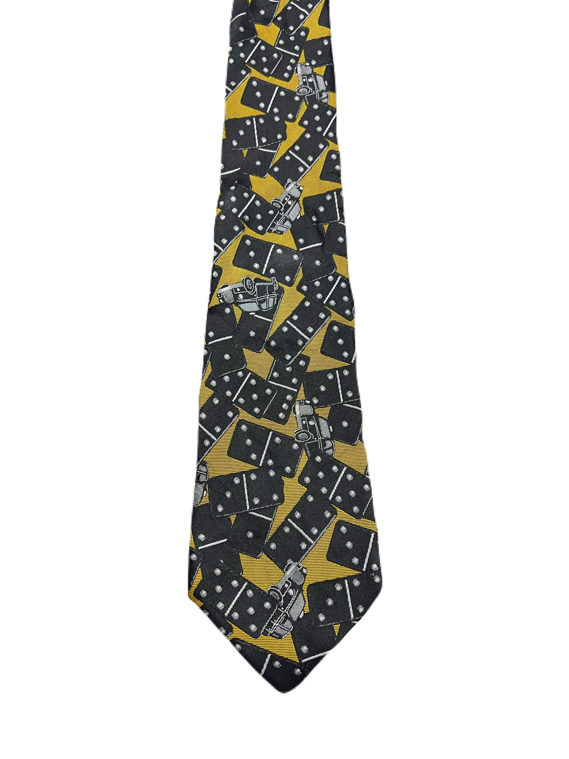 Dominoes & Cars Embroidered Tie (Tagged)