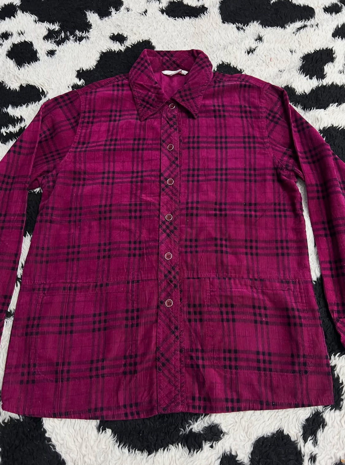 Corduroy Pink Plaid Buttonup
