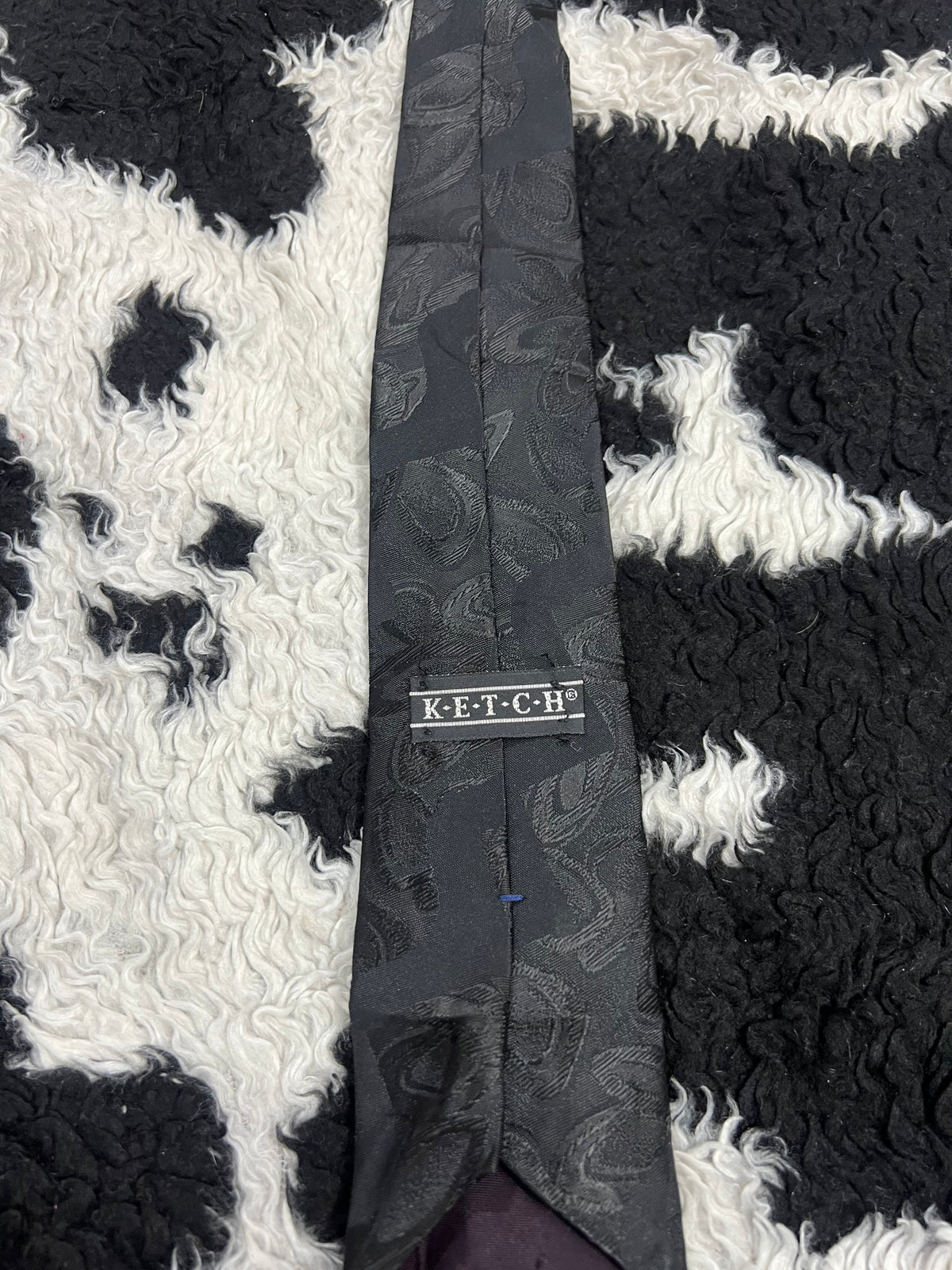 Ketch Black Embroidered Narrow Tie