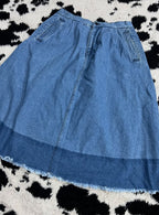 Double-Shaded Blue Denim Skirt