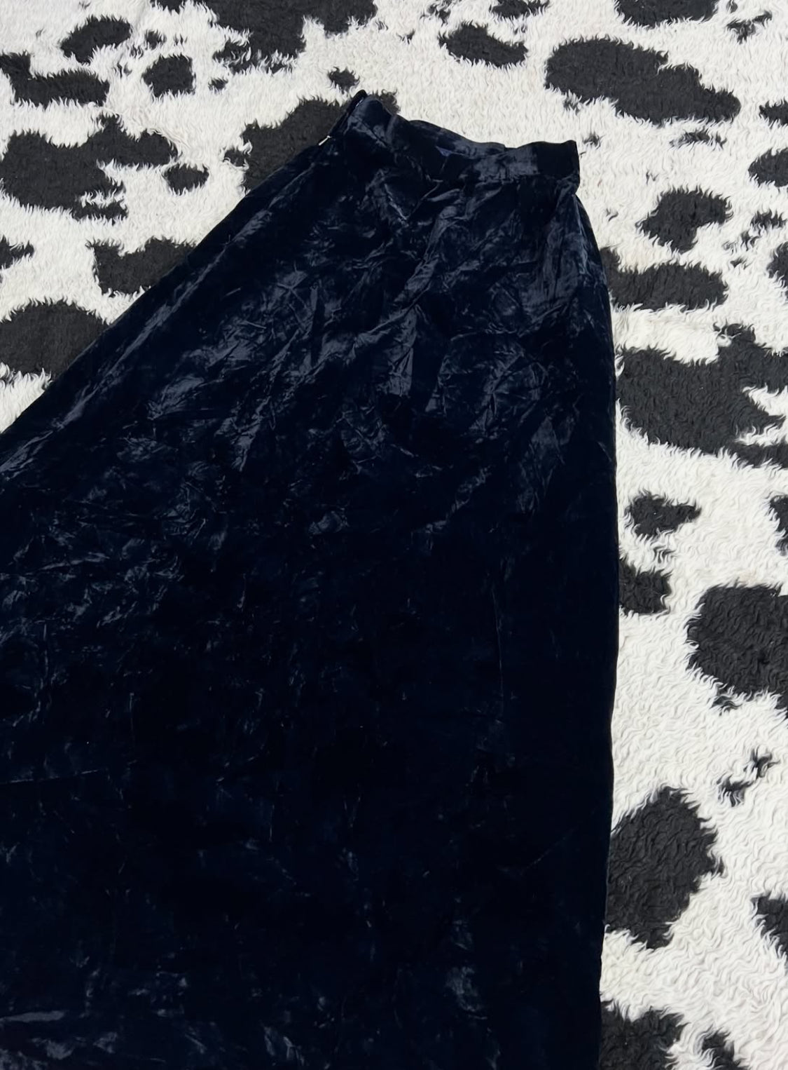 Midnight Blue Velvet Long Skirt