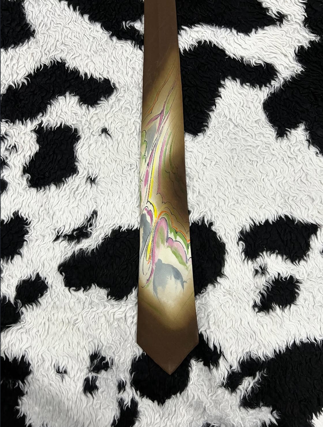 Brown Abstract Art Narrow Tie