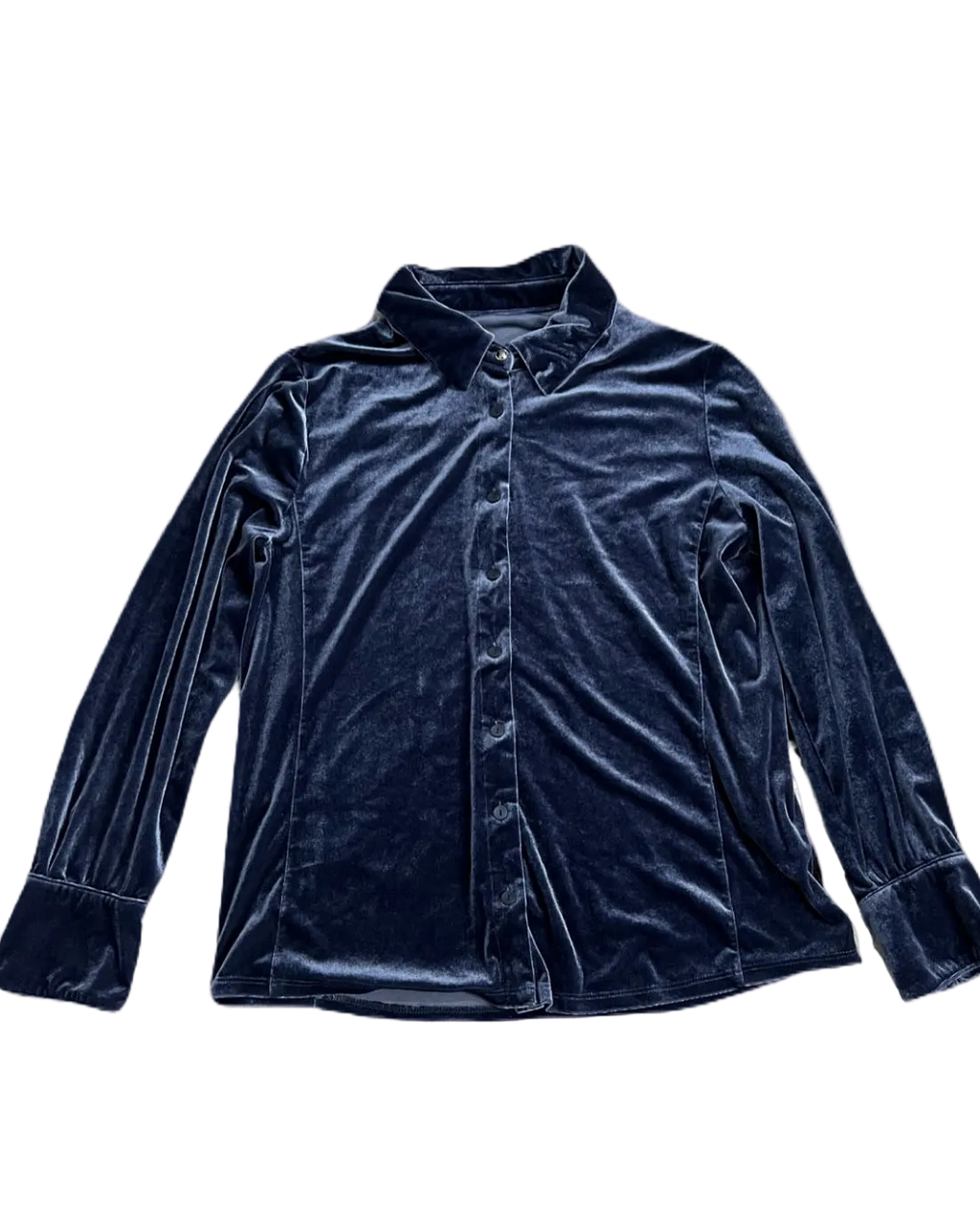 Midnight Blue Velvet Buttonup
