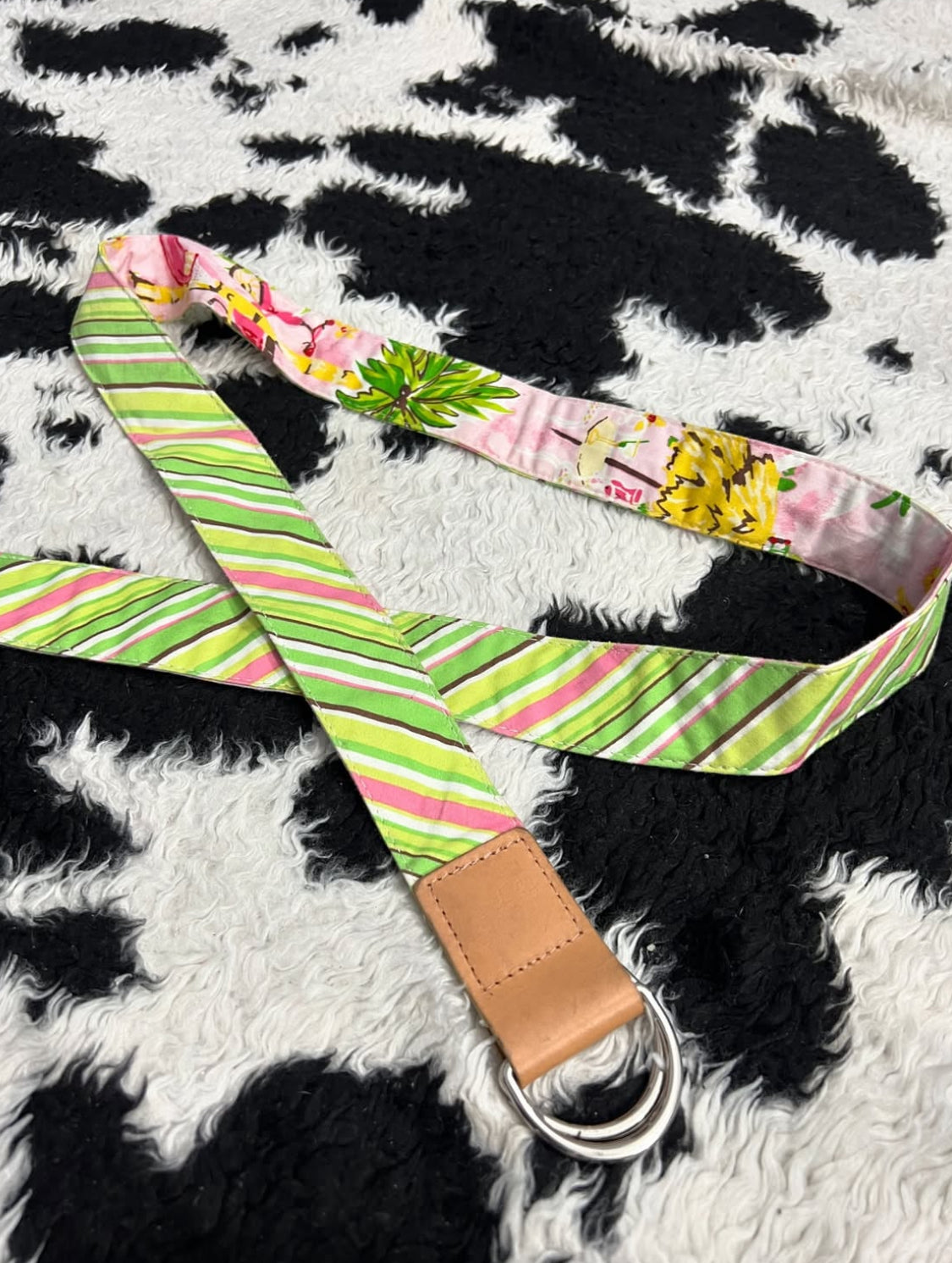 Double-Sided Floral D-Buckle Belt