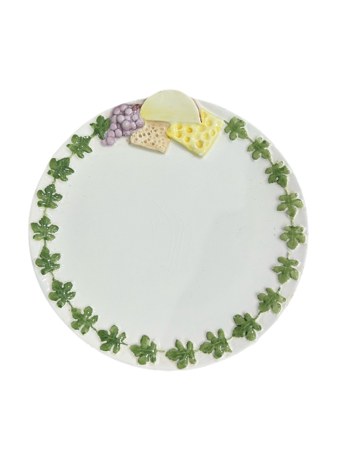 Vintage Cheese & Grapes Ceramic Plate
