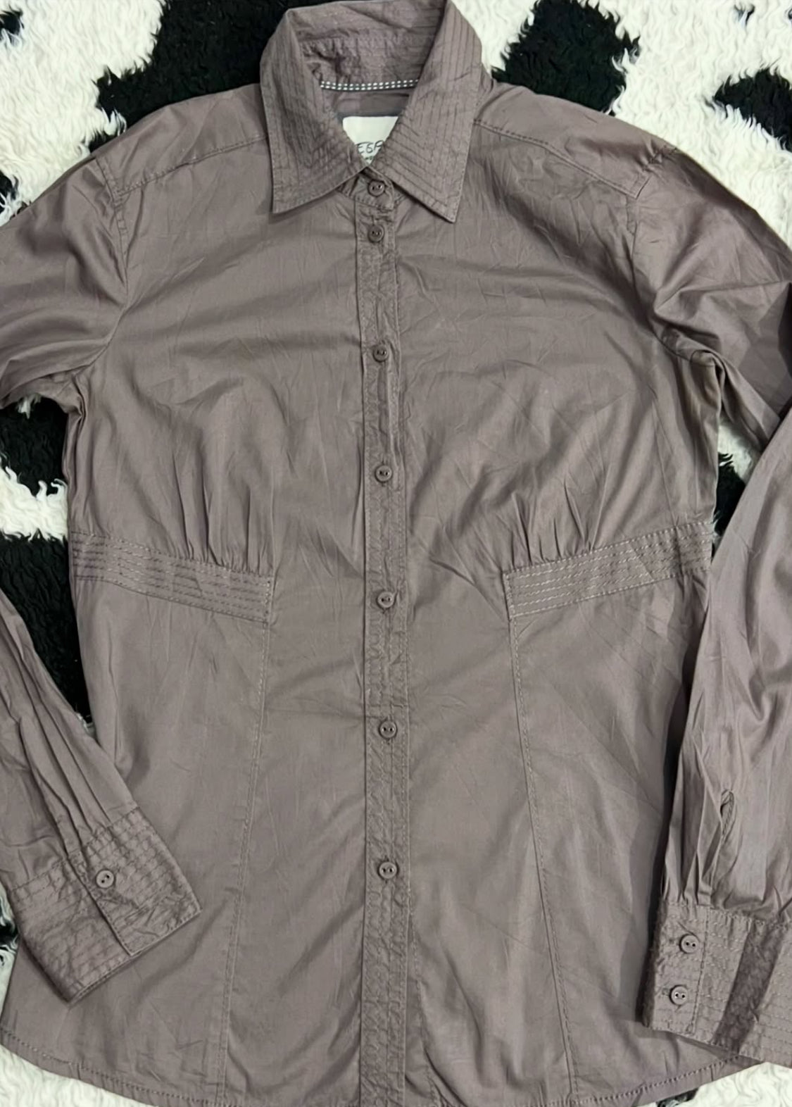 E-Spirit Brown Fitted Women's Buttonup