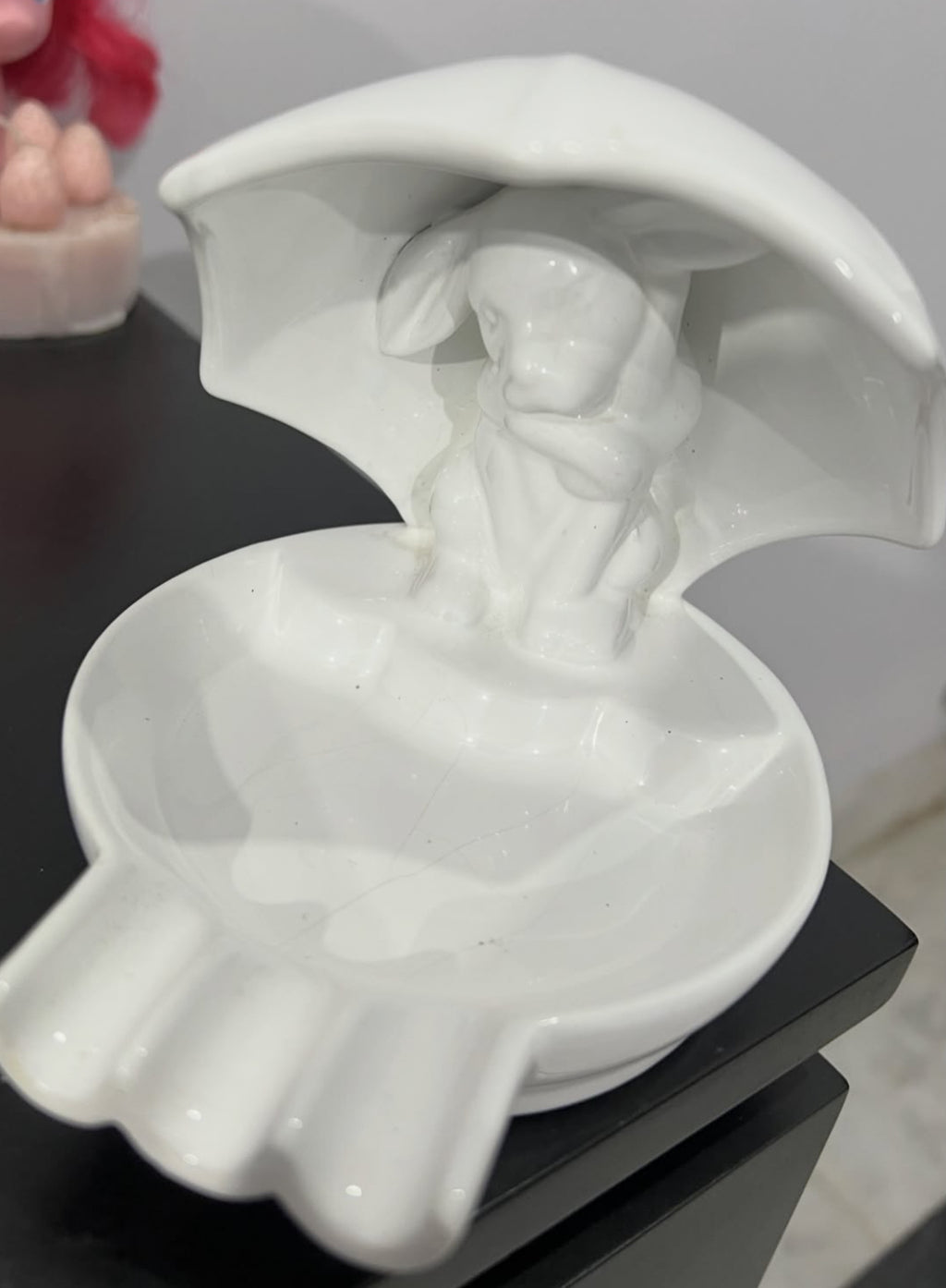 Ceramic Bunny Holding Umbrella Dish
