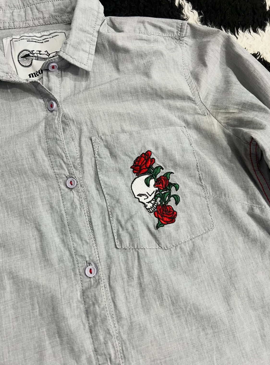 Skull Embroidered Buttonup